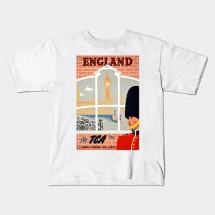 Vintage Travel Poster England Fly TCA Kids T-Shirt